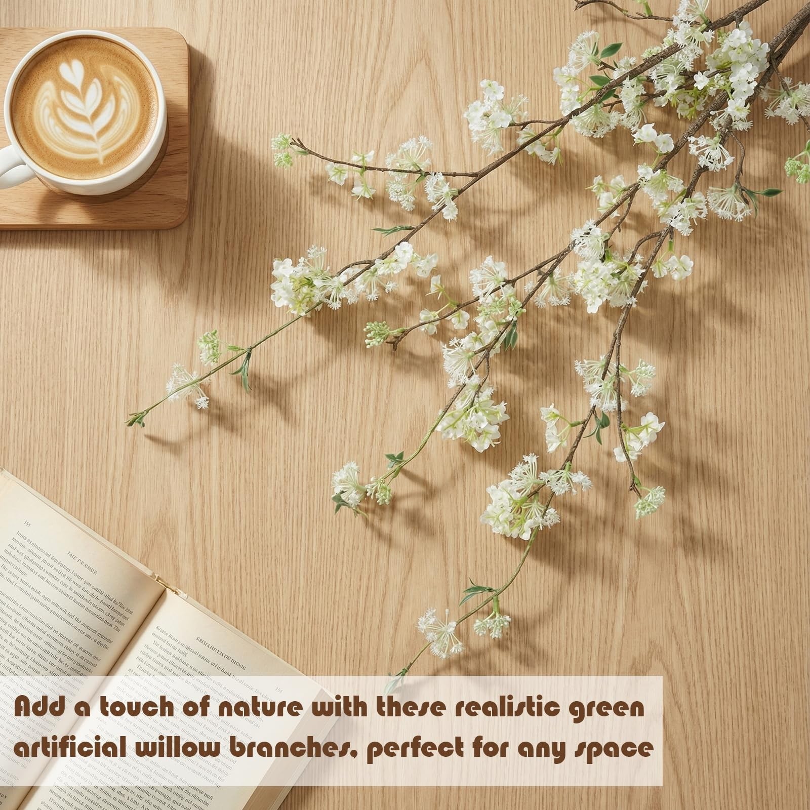 6pcs 39.3 Inch Artificial White Snow Willow Branches for Vases Fake Artificia…
