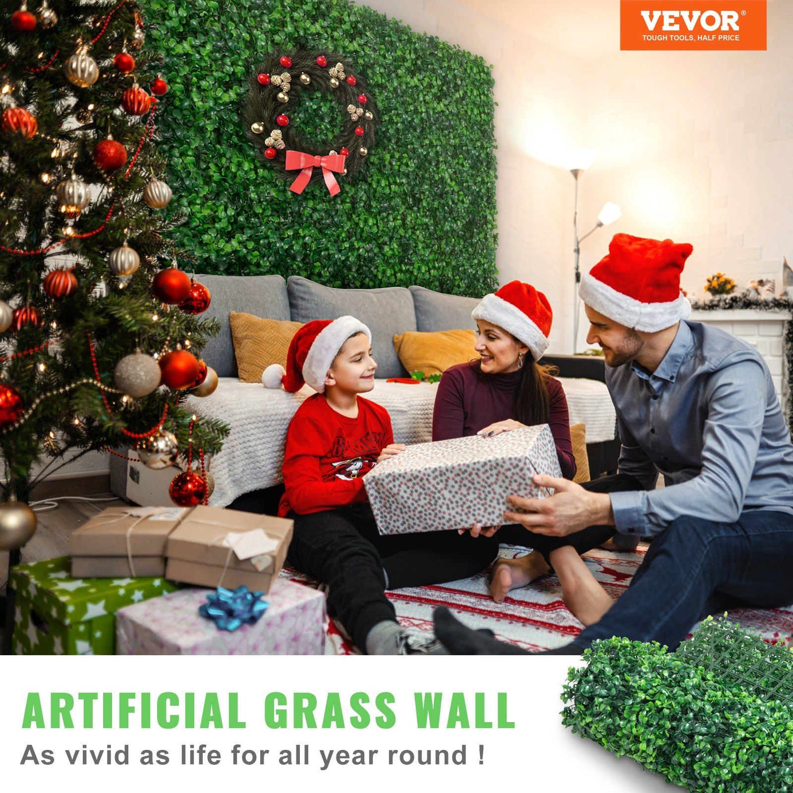 24-Pack Artificial Boxwood Wall 24x16in 1.6in Thick PE Green Hedge Panels