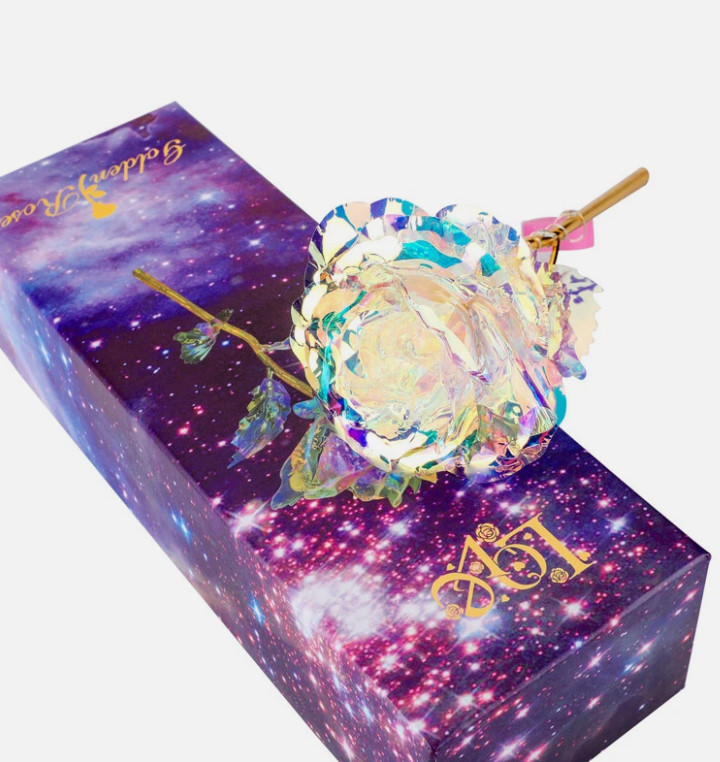 Forever Galaxy Rose In Glass Dome Eternal LED Light Flower Valentine’s Day Gift.