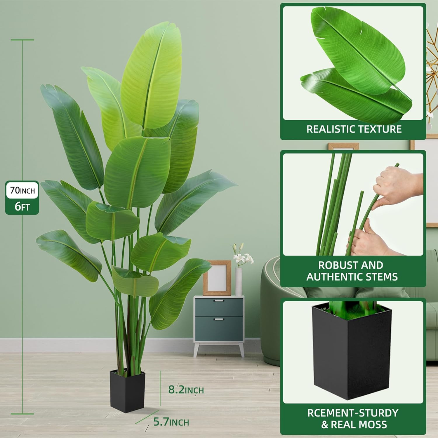 6FT Artificial Bird of Paradise Plant – Perfect Faux Indoor Decor