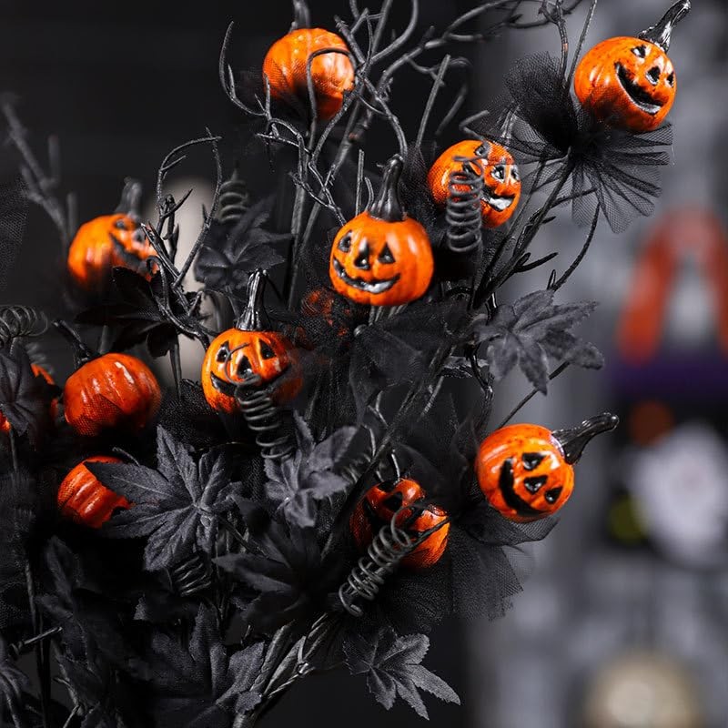 3 Pack Halloween Branches Picks Stems Glitter Fake Twig with Pumpkin Berries …