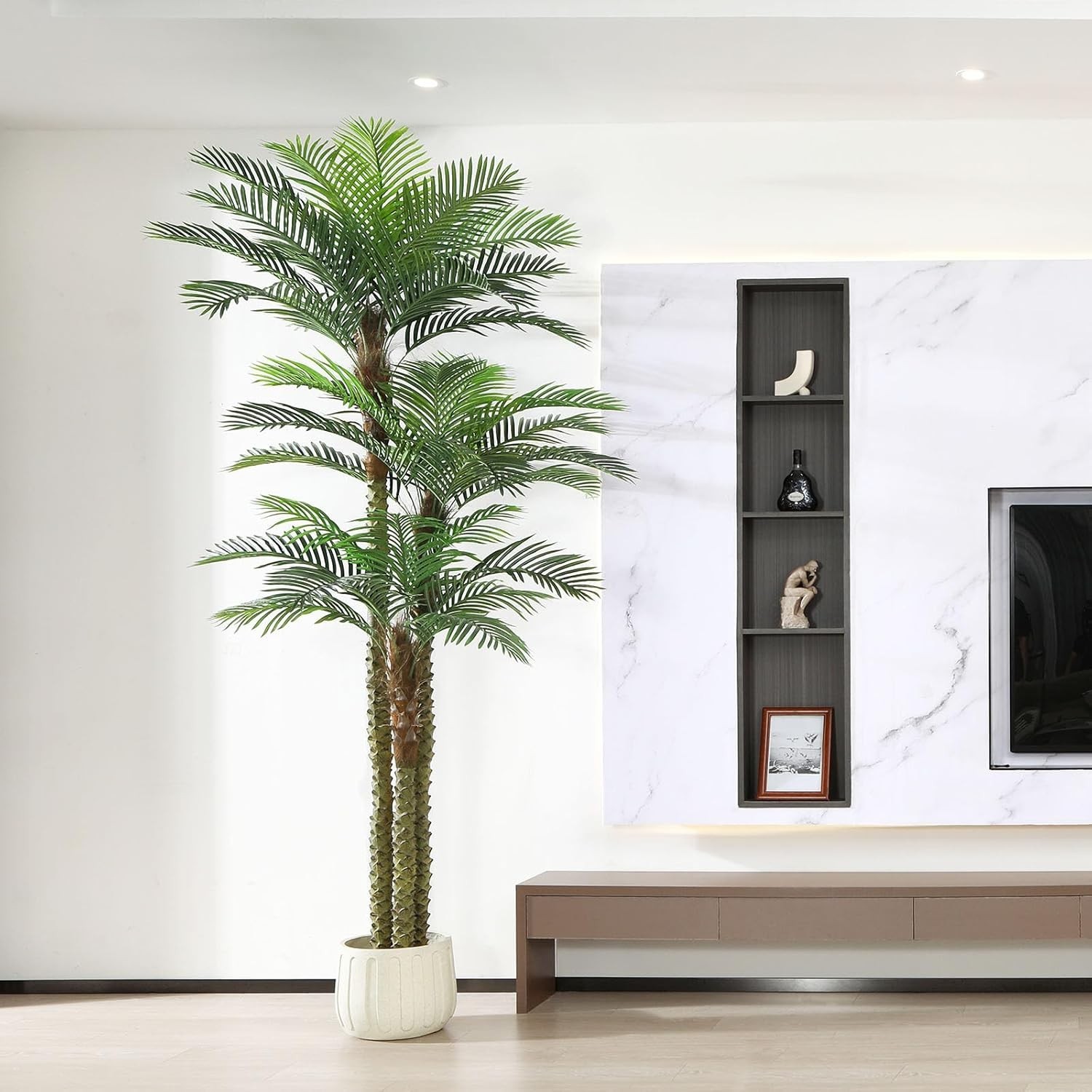 8ft Triple Trunk Artificial Palm Tree for Garden