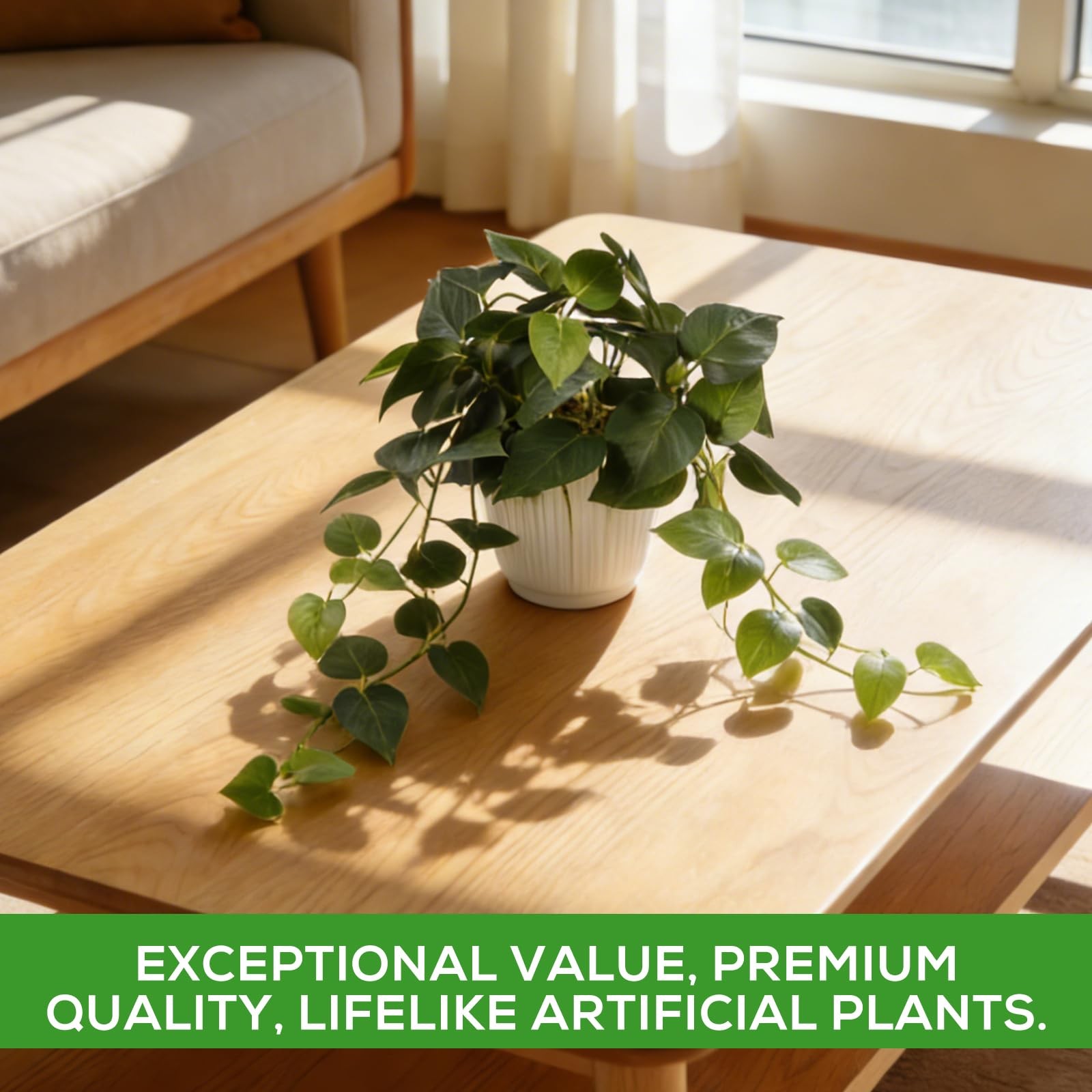 Artificial Indoor Faux Silk Hanging Pothos Fake Plants For Home Decoration
