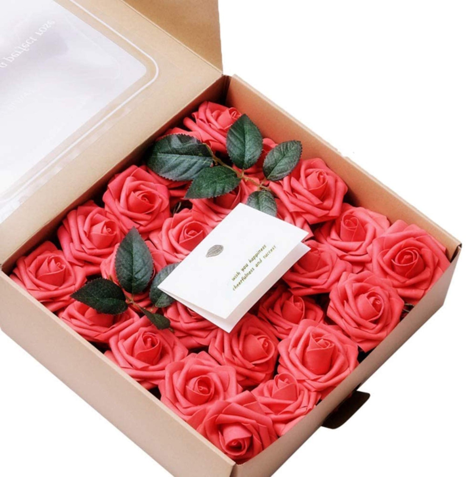 Artificial Foam Roses – Real Touch Pink Roses with Stems (Latex Foam)