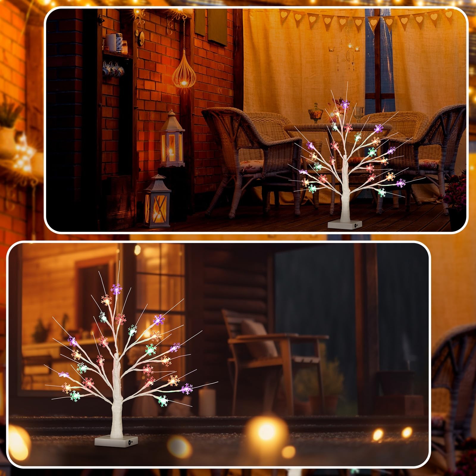 1 Winter Decoration Multi Colored Snowflake Tree LED Light with 24 LED Snowfl…