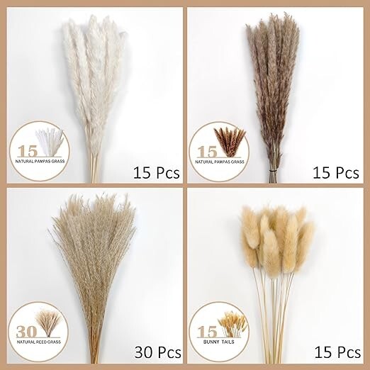 Premium Carefully Hand-Picked Natural Dried Fluffy Pompas Grass 17″