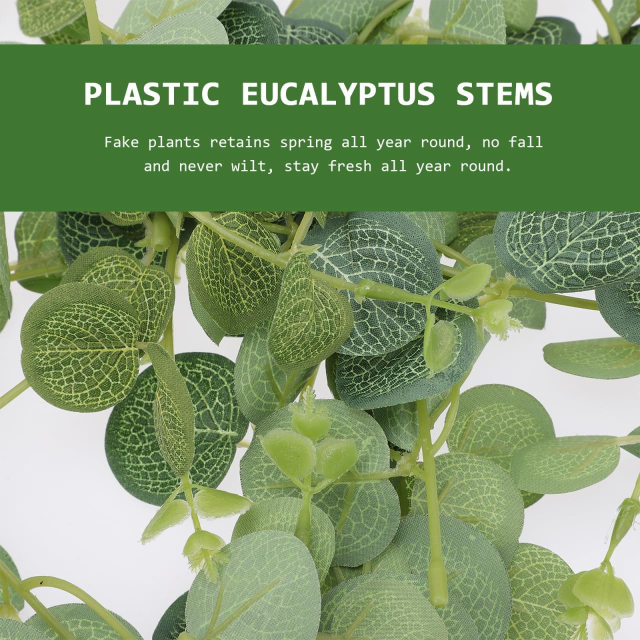 50Pcs Artificial Eucalyptus Stems Plastic Green Faux Greenery for Home Decor Wed