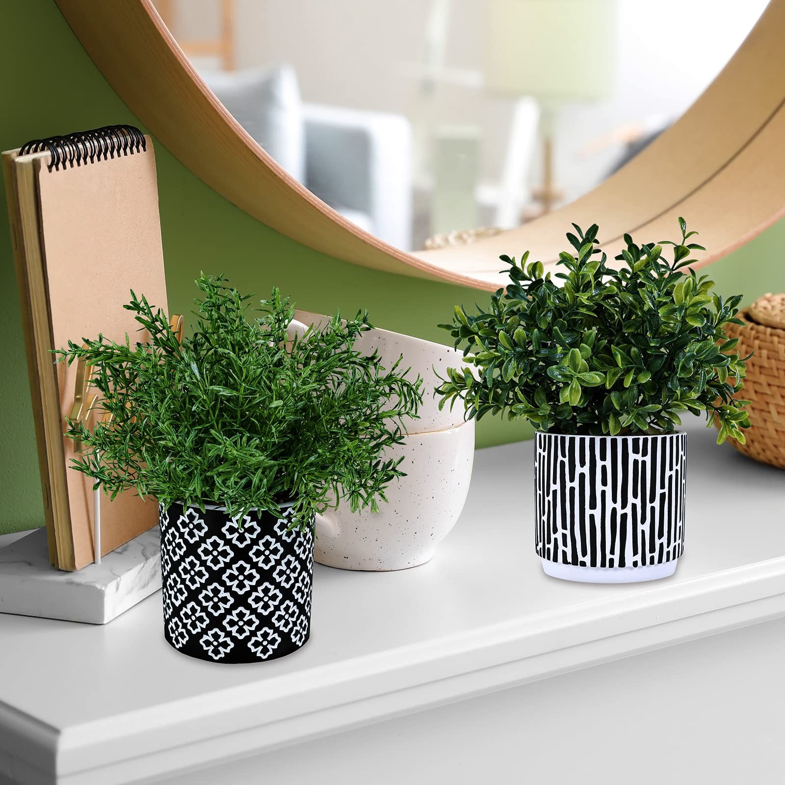 Artificial Plants 3 Pack Potted Faux Greenery Home Decor Set
