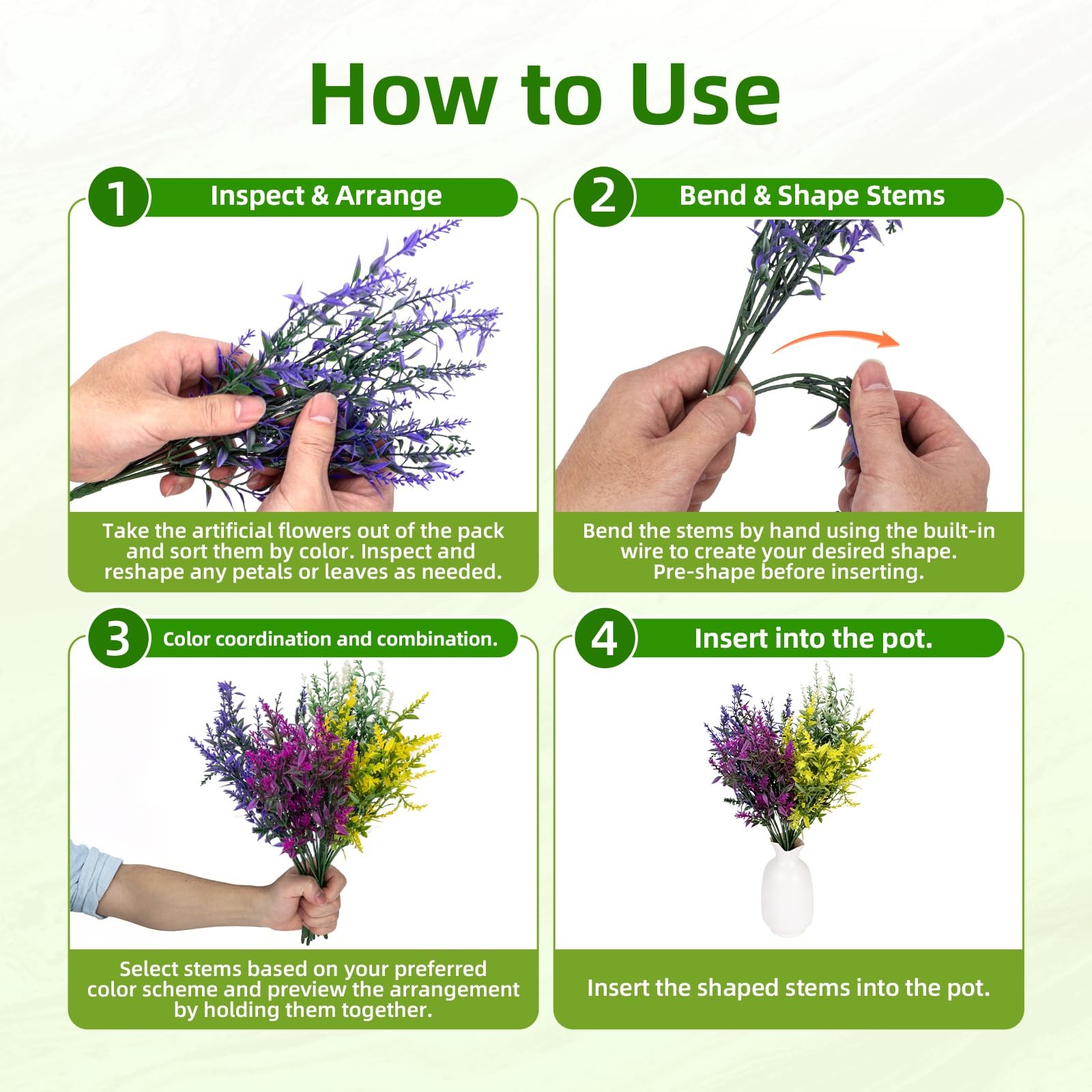 8 Bundles Artificial Flowers for Outdoors, Lavender Flowers Artificial, UV Re…