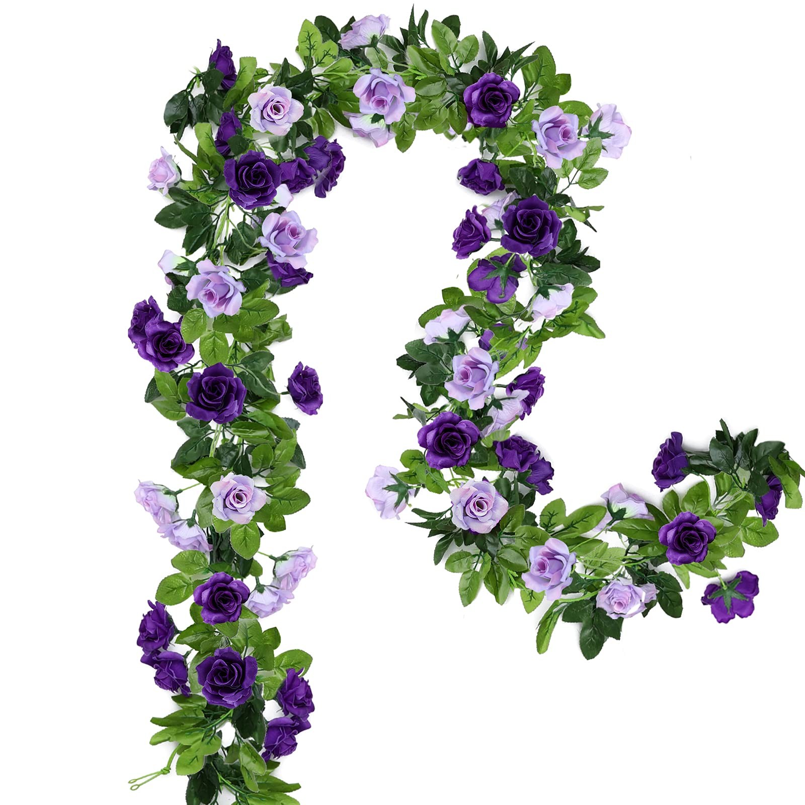2 Pack Artificial Flower Garlands 15.8FT Fake Rose Vines Silk Flowers Hanging…