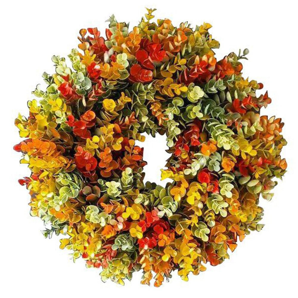 Artificial Wreath For Front Door Decor Hanging Wreath Autumn Harvest Ornament