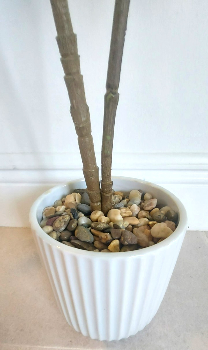Potted Artificial Large Palm Tree Floor Plant Home Decor In White Pot, 33″ H