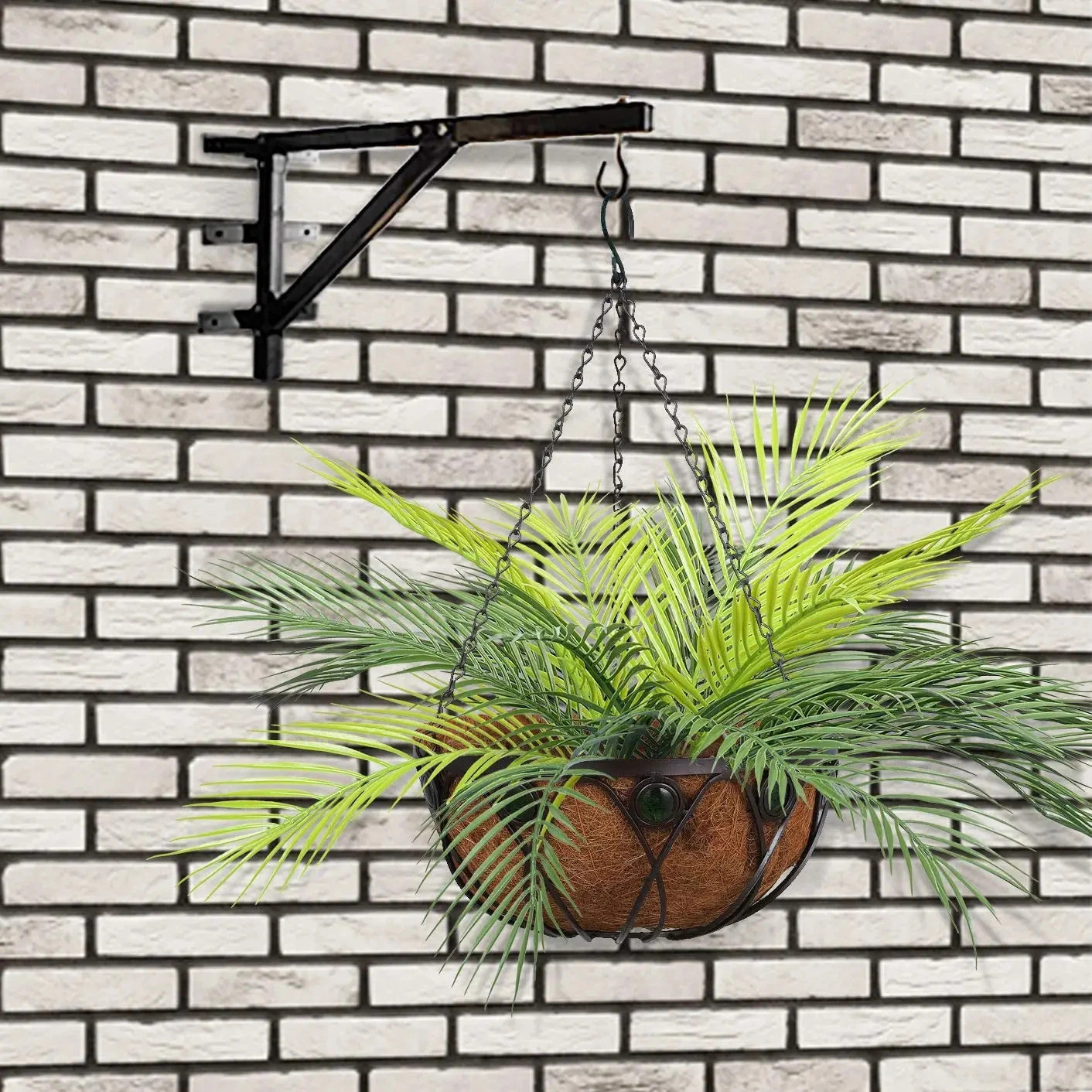 20.47in 9Leaves Artificial Tropical Plants Fake Palm Plant Branch Green