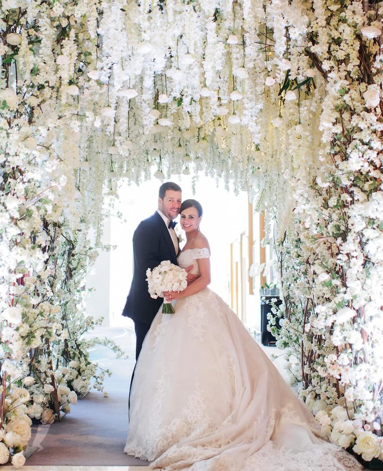12PCS White Artificial Wisteria Flowers 3.6ft Vine Garland for Wedding & Home De