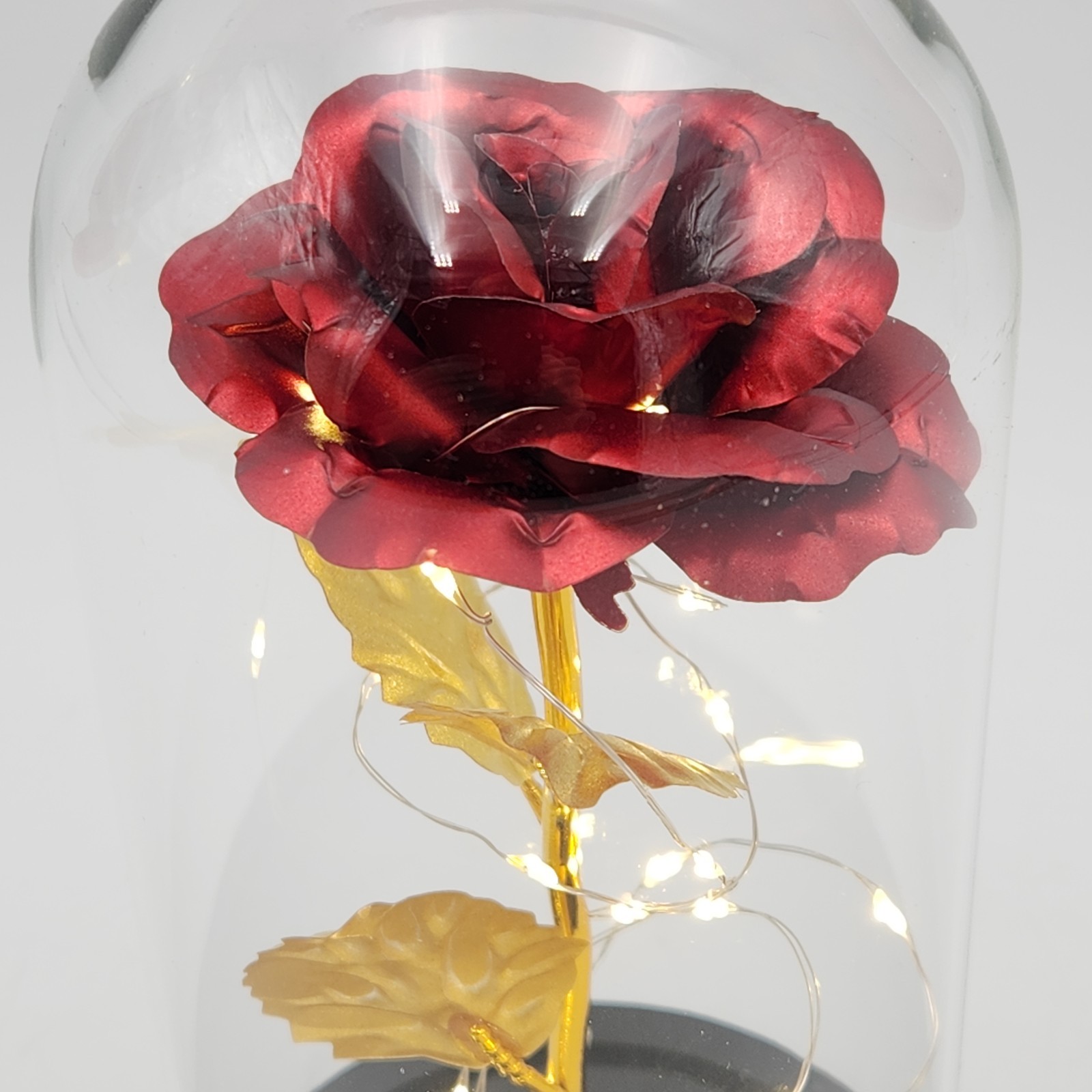 Rose In Glass Dome LED Night Light Flower Anniversaries Holidays