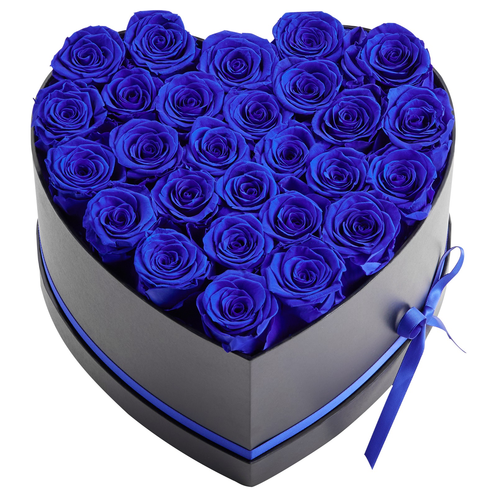 Uimoso 27 Preserved Roses in Heart-Shaped Box – Eternal Royal Blue Bouquet