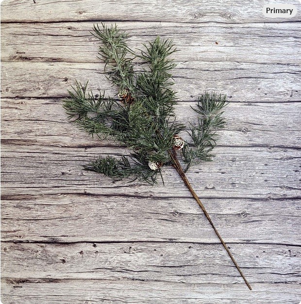 Package of 7 Artificial Frosty Weeping Pine with Pine Cones 20″Floral Spray Pick