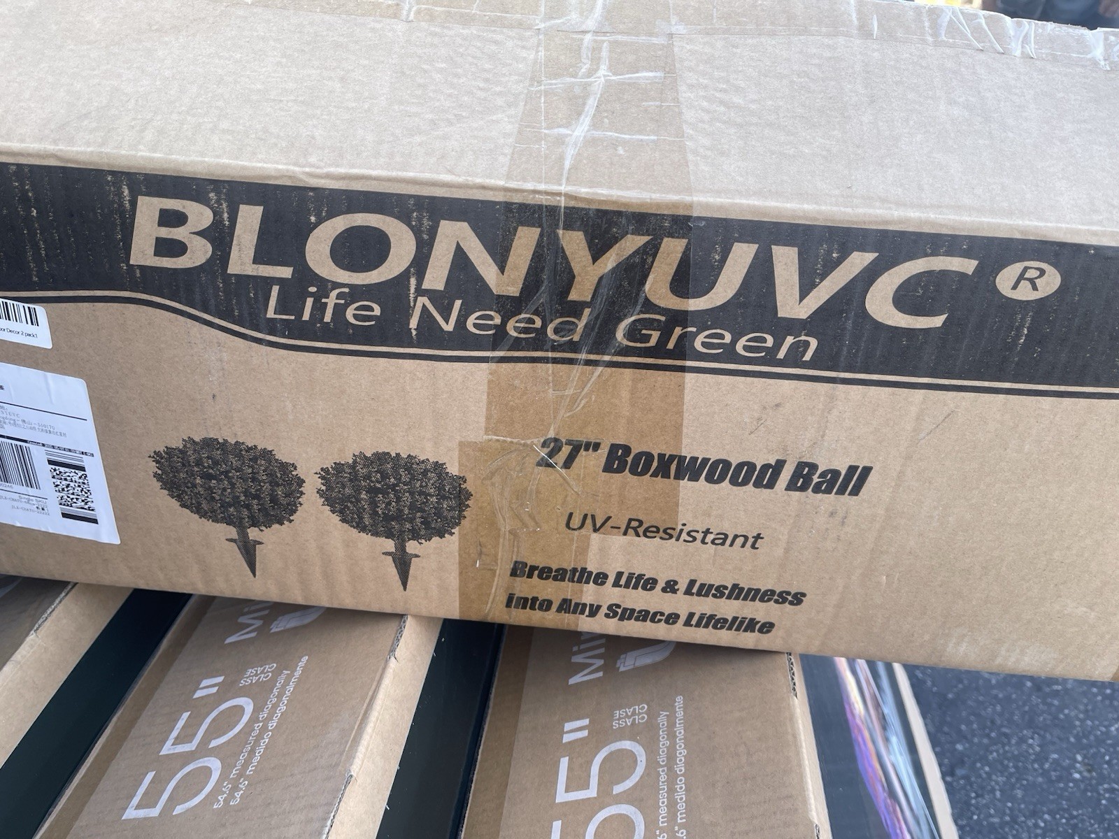 2 Packs Artificial Boxwood Topiary Ball Bush for Outdoor with Spike UV Resistant