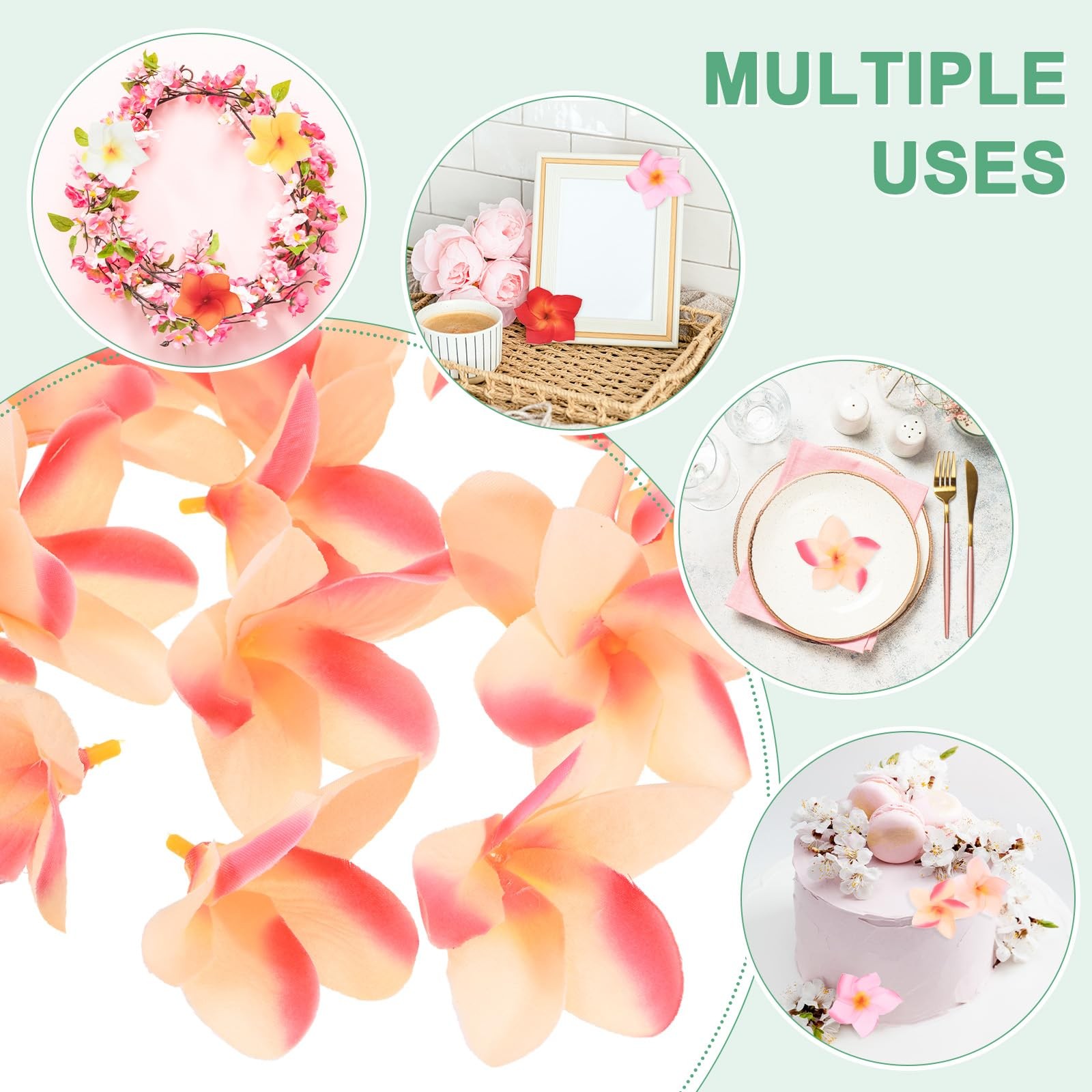 20-Pack Artificial Plumeria Flowers, Fake Silk Heads Flower Hawaiian Plumeria…