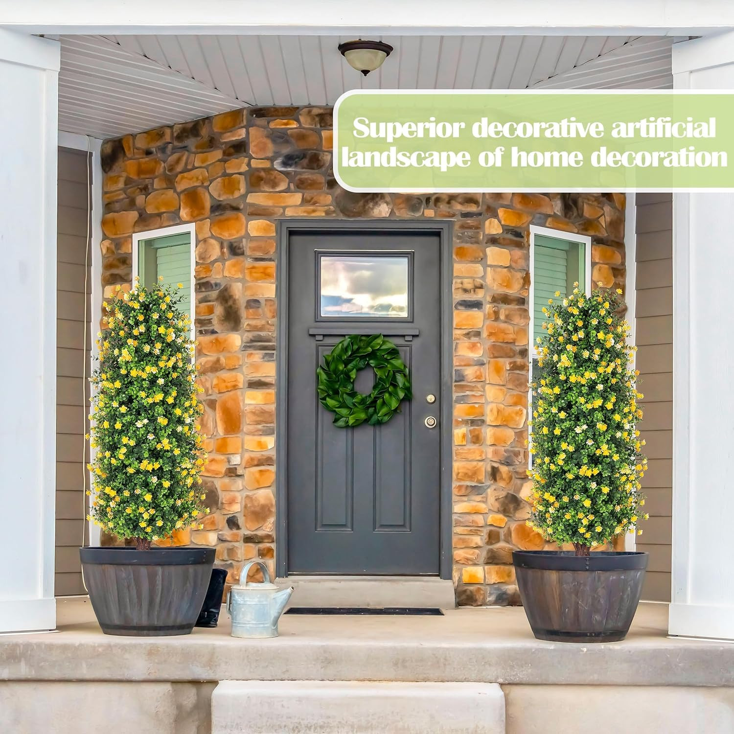 2 Pack 3FT Yellow Artificial Rose Tree – Faux Floral Plant for Home & Office