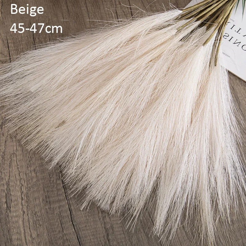 10Pcs Artificial Pampas Grass 56cm Silk Reed Bouquet Boho Decor