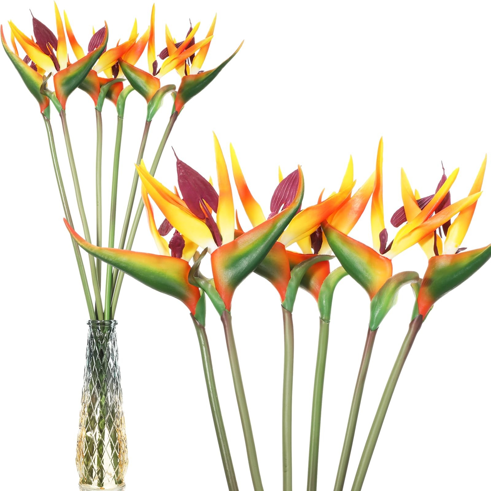 12 PCS 24 Inch Artificial Bird Of Paradise Tropical Fake Flower Bouquet