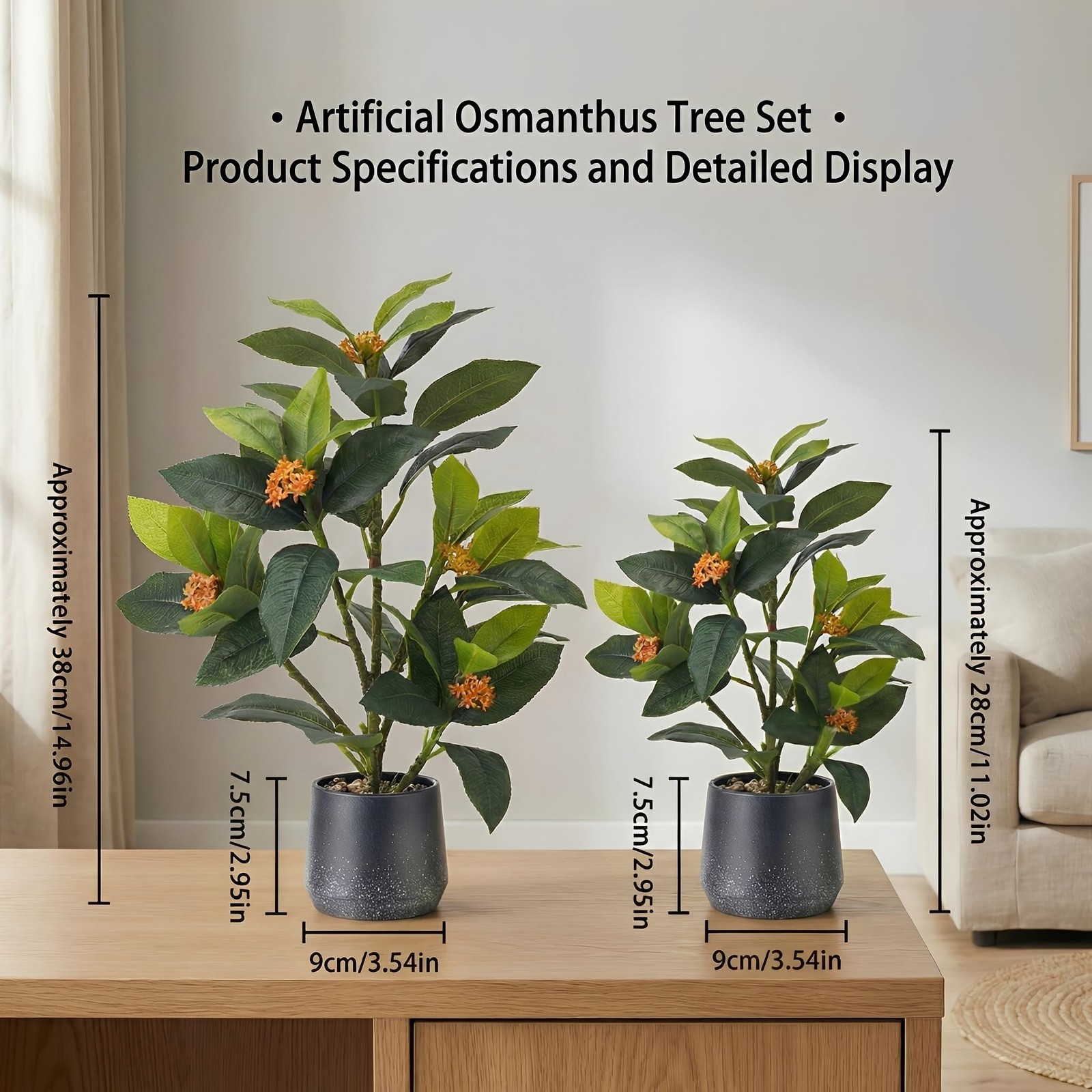 2 Pack 12″ Artificial Small Camellia Flowers Tree Potted Fake Bonsai Plant