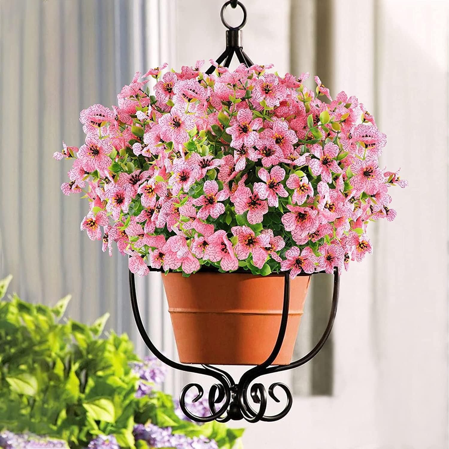 6Bundles Artificial Violet Eucalyptus UV Resistant Faux Flower Garden Home Decor