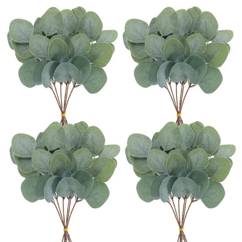 5/10/20Pcs Artificial Eucalyptus Stems Green Leaves Wedding Home Vase Decor