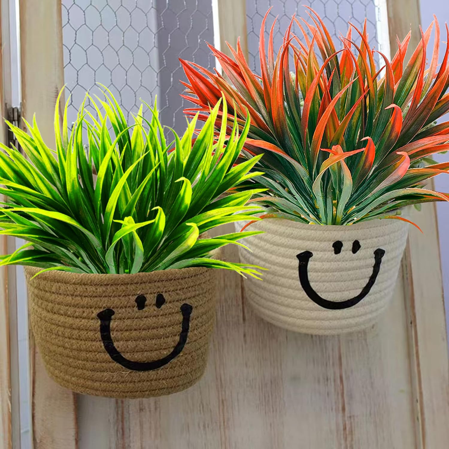 8 Pcs Outdoor Fake Plants UV Resistant Artificial Tall Grass Plants Faux Tropica