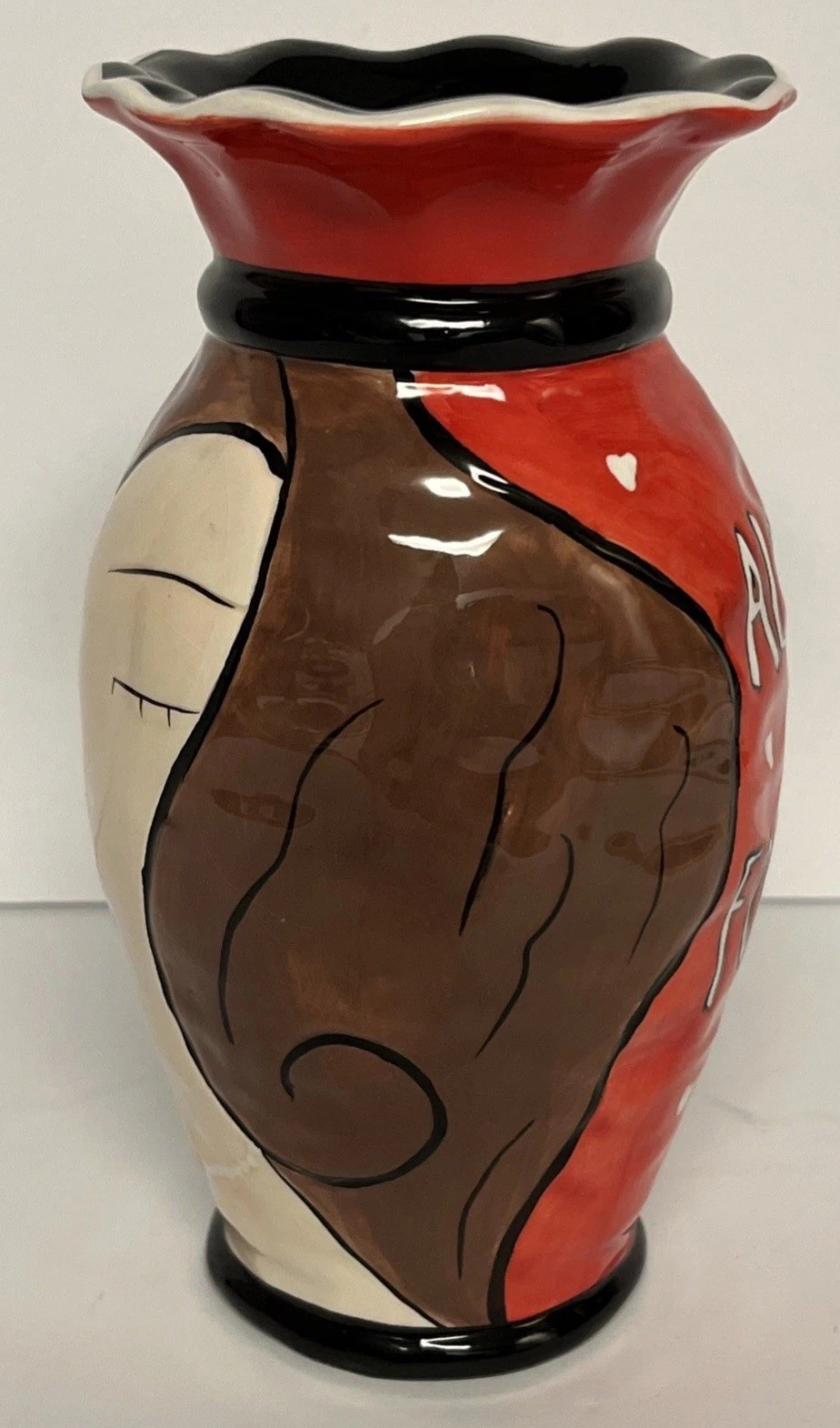 Always & Forever Ceramic Vase Lady Fave Art Vase Red Hearts Romantic Decor