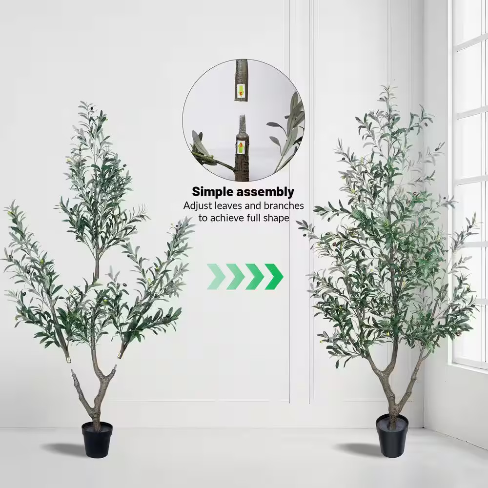 7 Ft. Artificial Olive Tree Faux Olive Silk Tree Faux Plant in Pot for Indoor…
