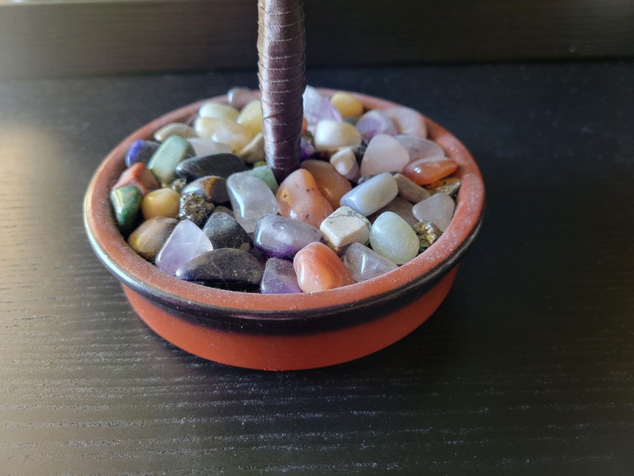 Handmade Orange Life Tree Sculpture with Czech Glass Beads