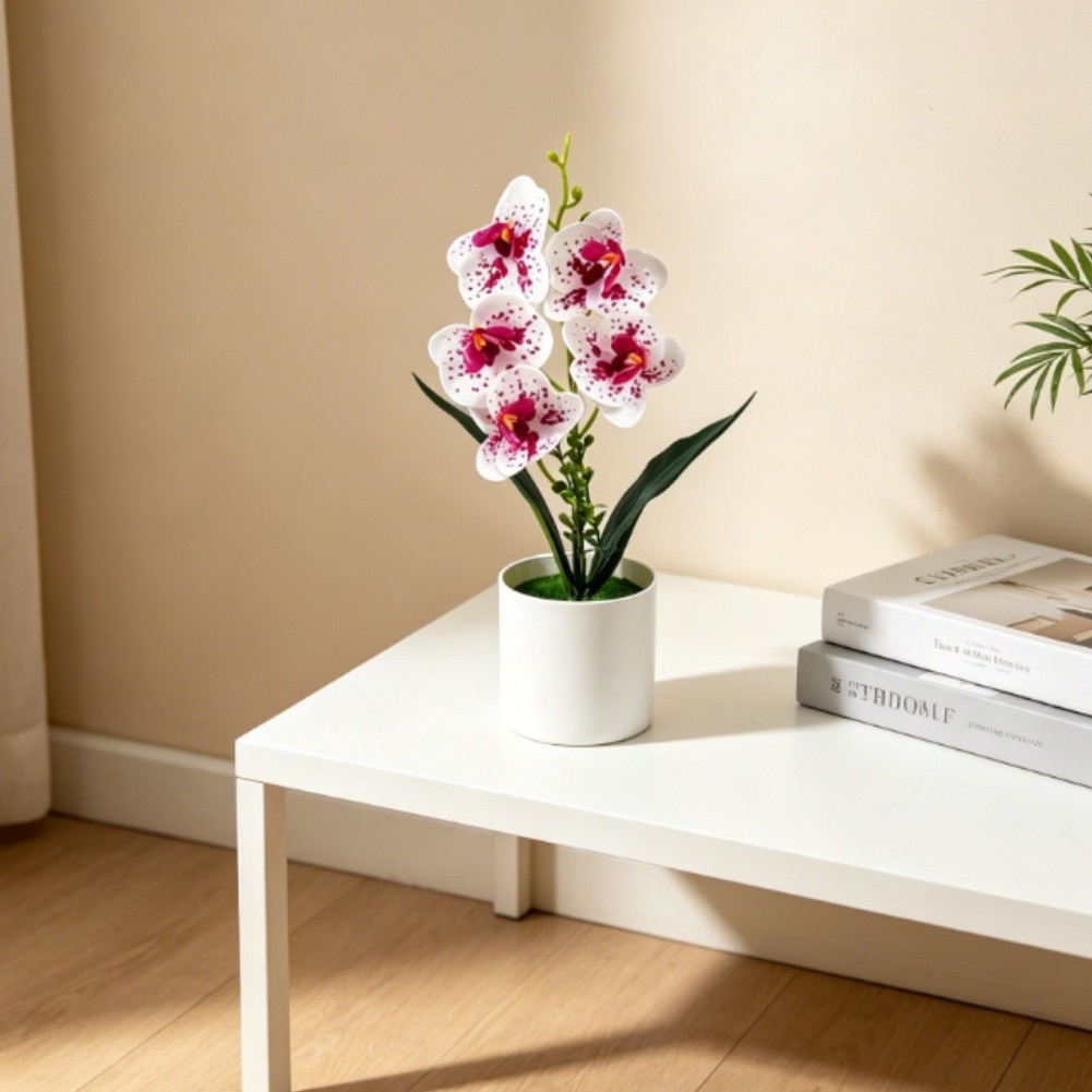 5 Flower Artificial Phalaenopsis Orchid Potted Plant for Wedding Home Decor