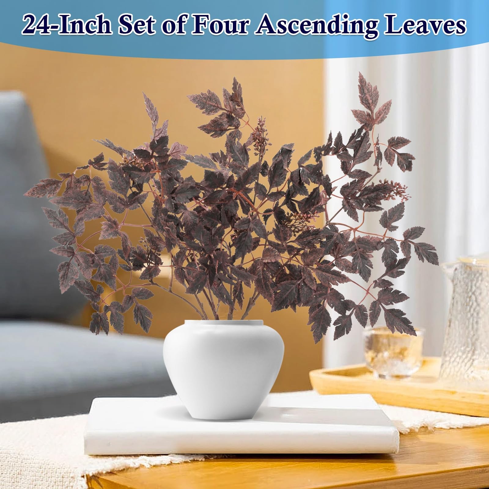24″ Artificial Purple Stems for Vase, Faux Cimicifuga Leaves with Berries, De…