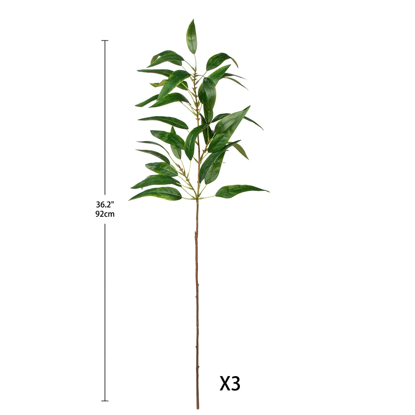 Faux Eucalyptus Stems Willow Eucalyptus Leaves 34” Long Fake Salix Leaves 3 Pcs