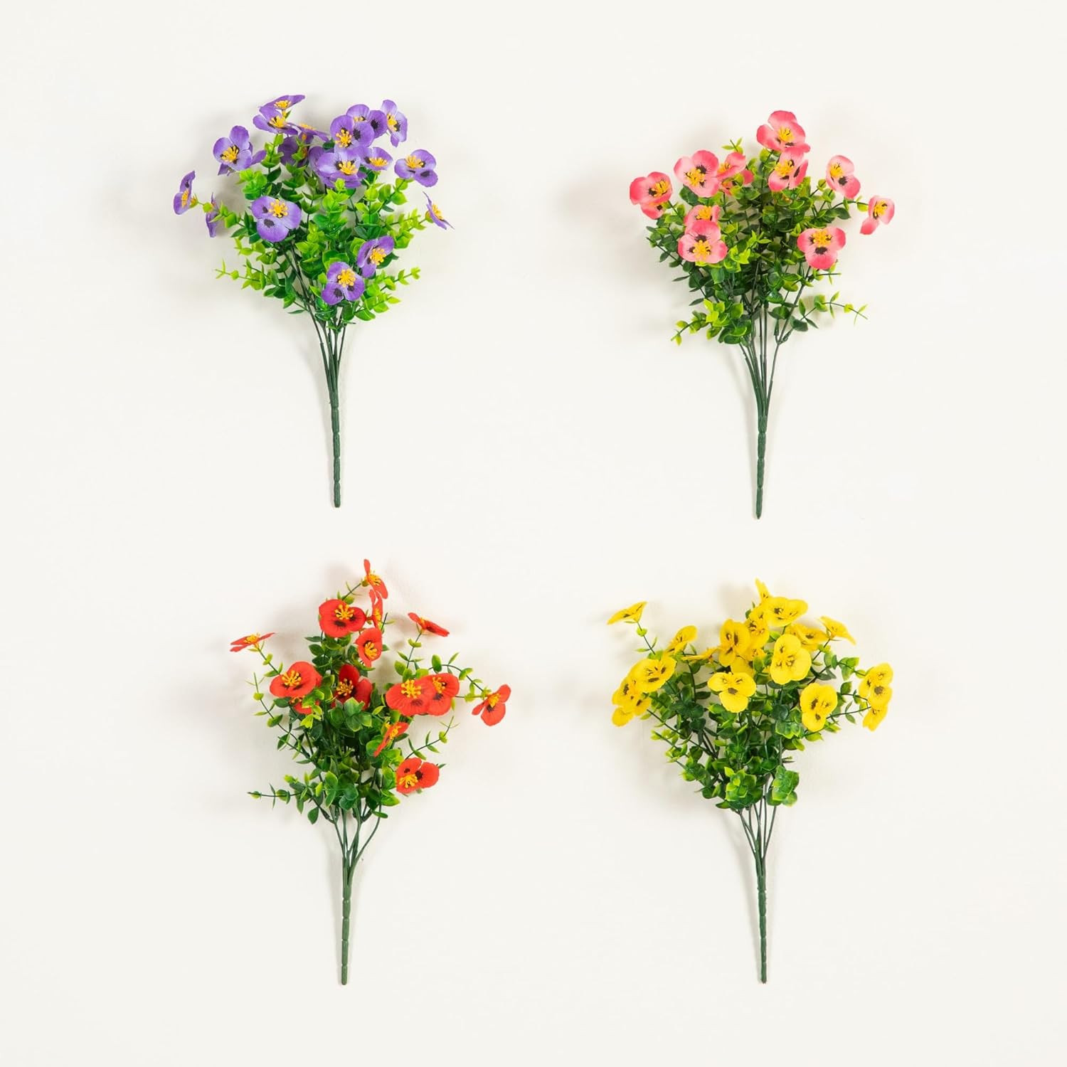 13In. UV Resistant Artificial Pansy Bush (Indoor/Outdoor) – Set of 12
