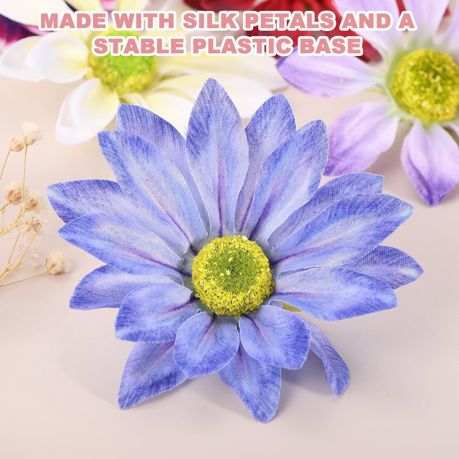 12 Pcs Artificial Daisies Flower Heads, Fake Chrysanthemum Heads Bulk Artific…