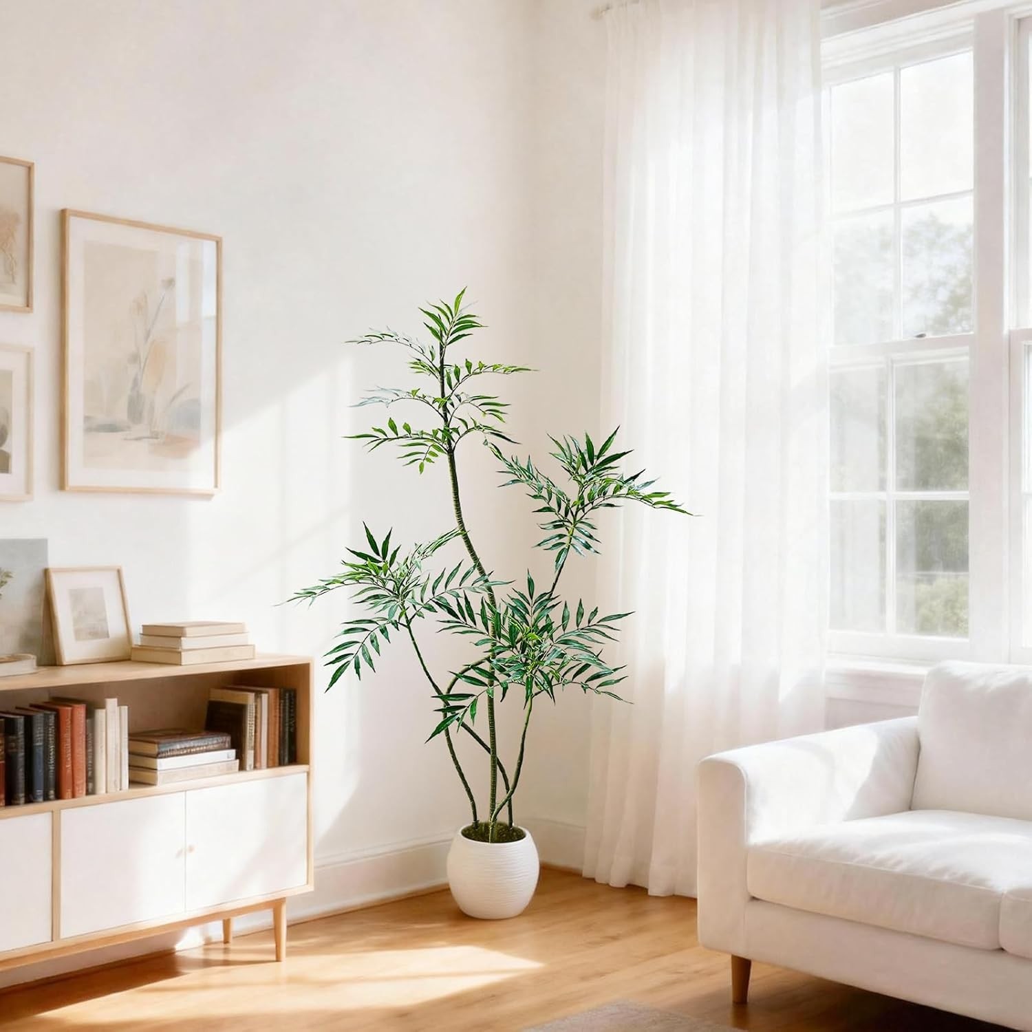 5/6/7FT Artificial Mahonia Plant Tree Realistic Fake Tree for Home Door Decor