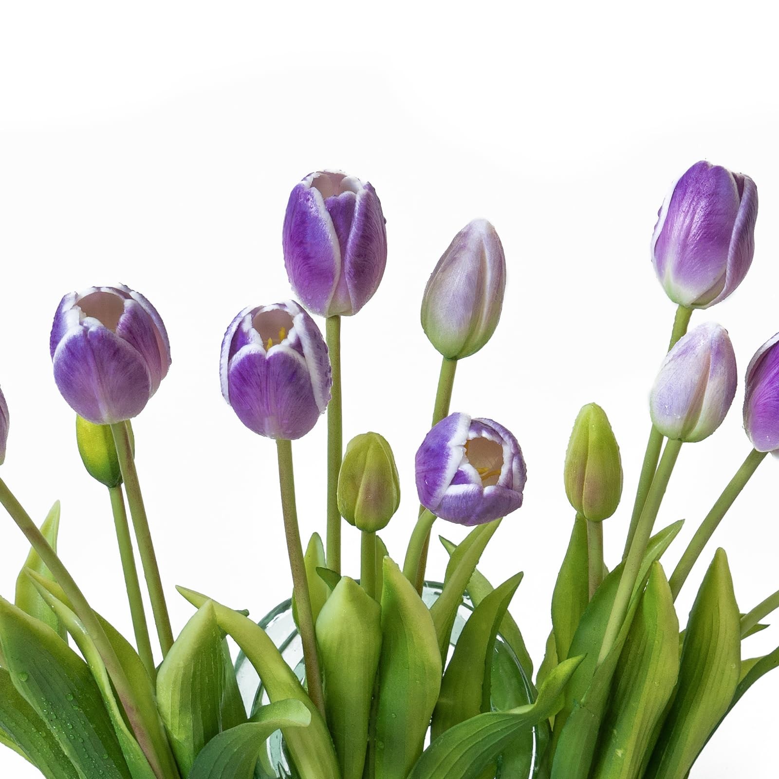 15 PCS Amethyst Artificial Tulips Real Touch Latex Bouquet Fake Flowers Decor