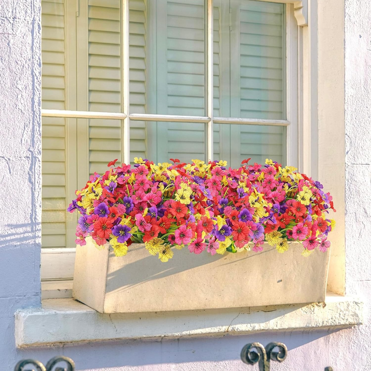 Artificial Flowers for Outdoors 16 Bundles Realistic Faux Plants UV Resistant