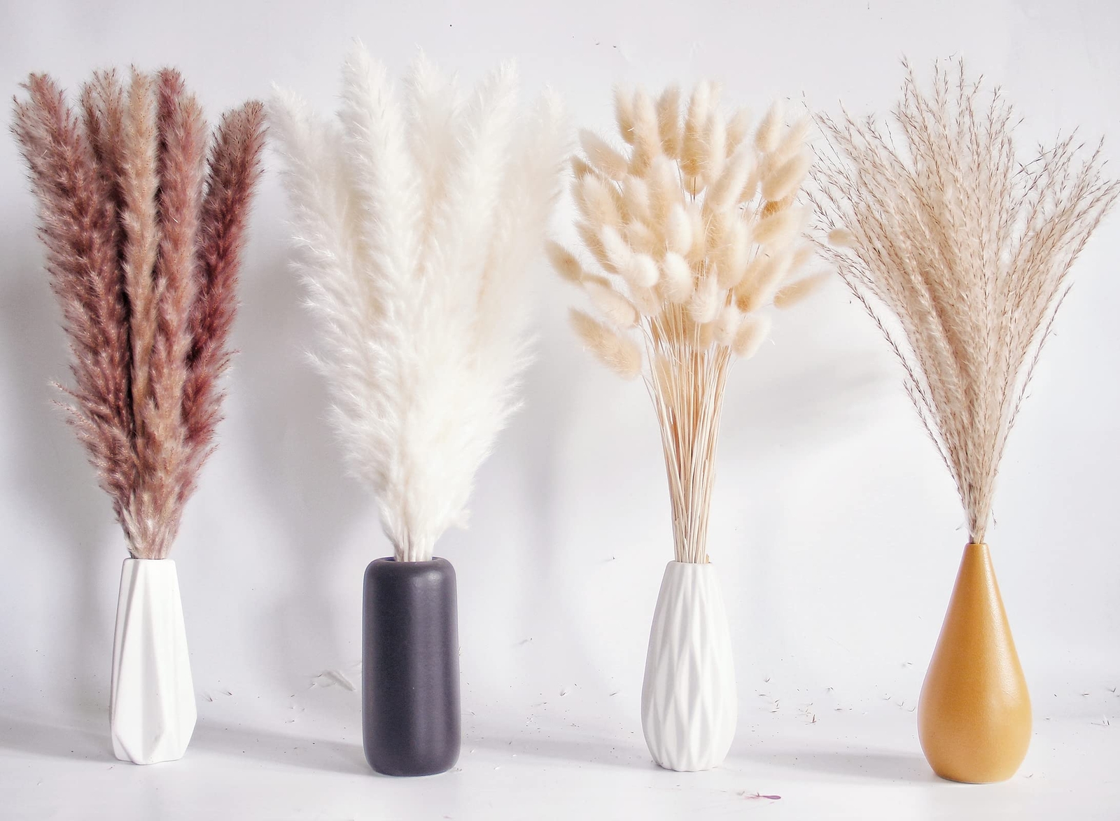 100 PCS Dried Flowers Pampas Grass Bouquet Boho Table Decor Bunny Tails Dried…