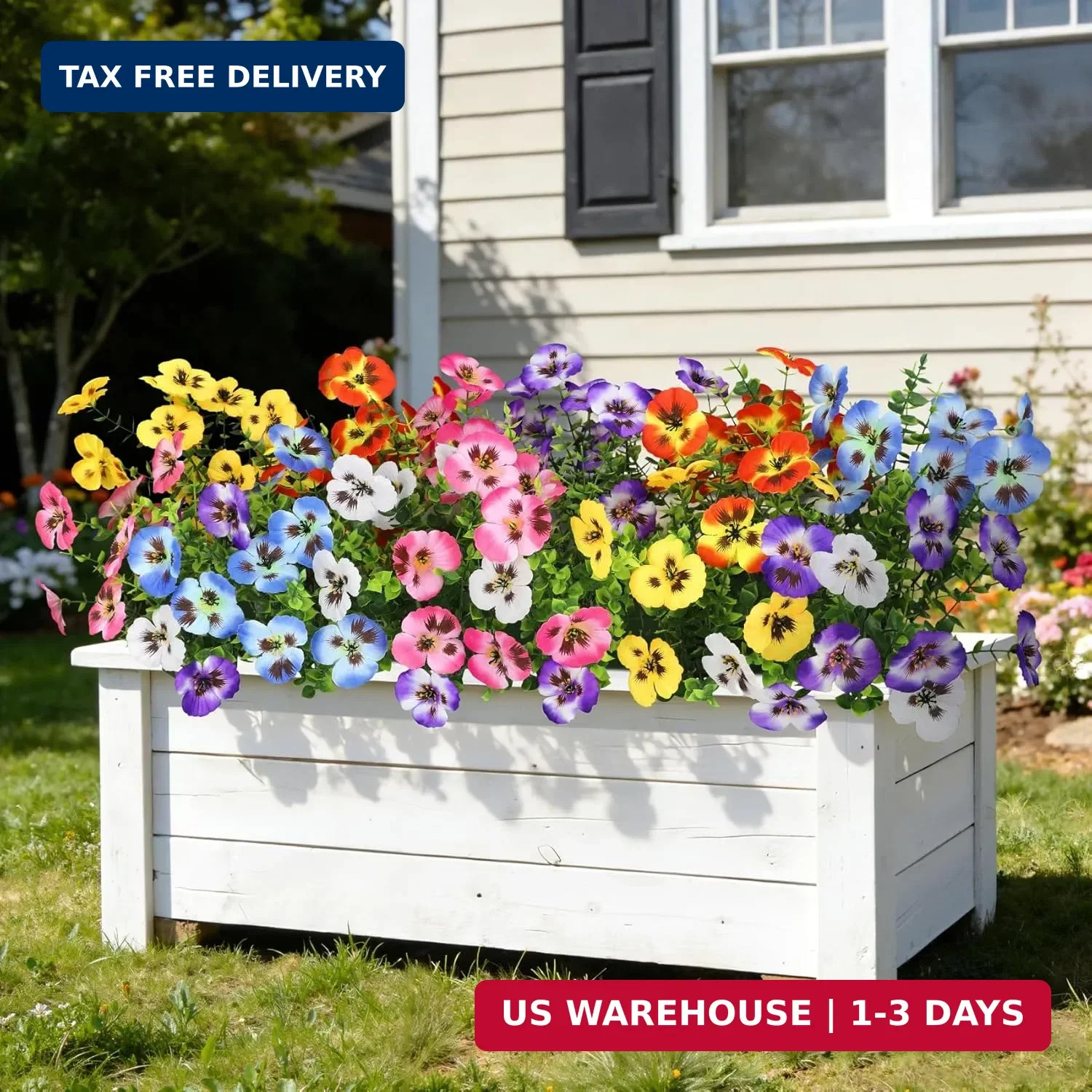 Ouddy Decor 20 Bundles Artificial Pansy Flowers for Outdoors, Fake Silk Flowers