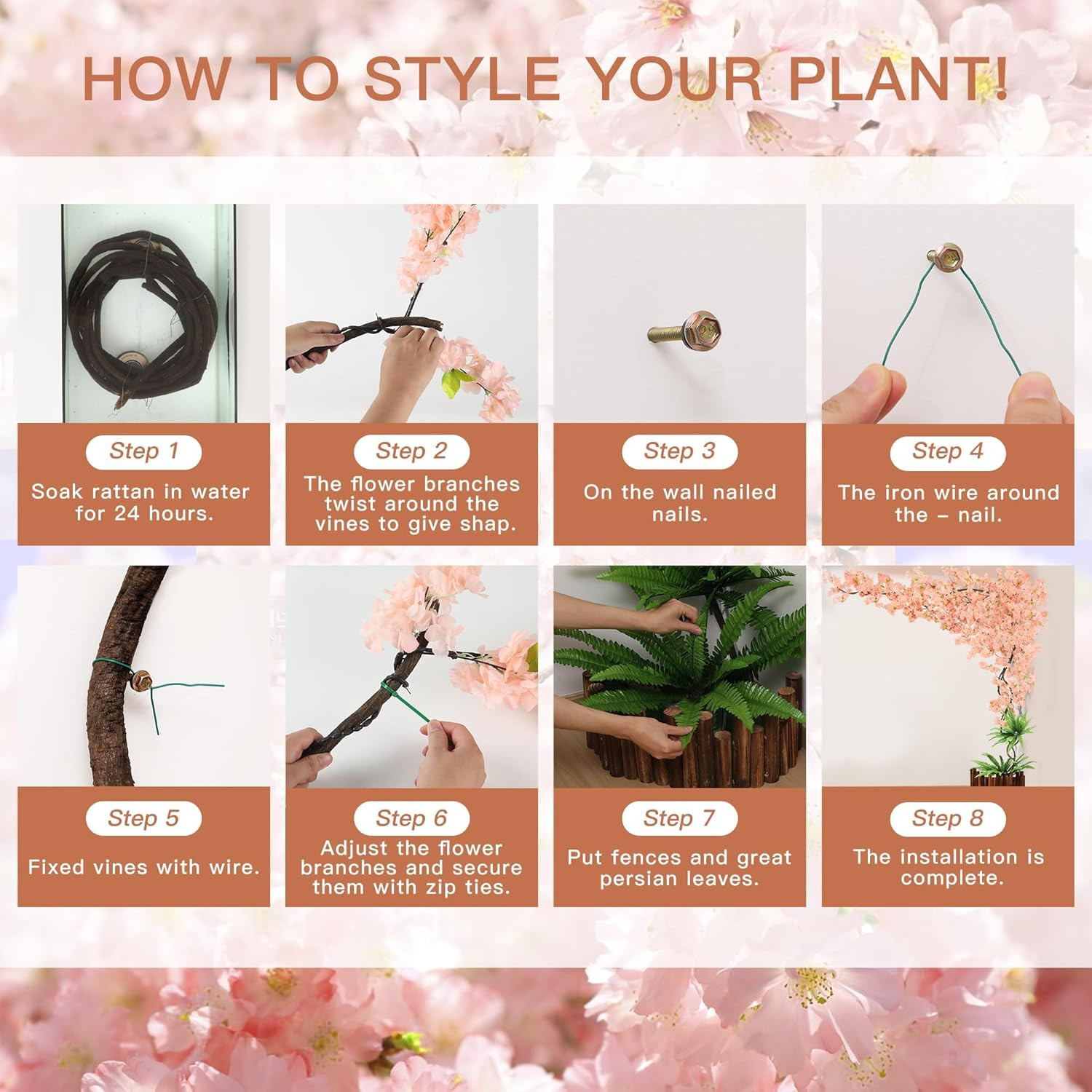 Champagne Pink LED Cherry Blossom Tree – 4ft x 6.5ft for Home & Party Decor