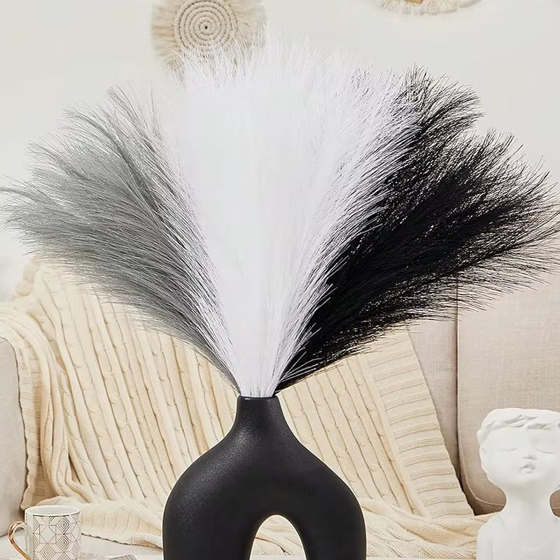9pcs Fluffy Artificial Pampas Grass Silk Fake Flower Plants Reed Home Decor NEW