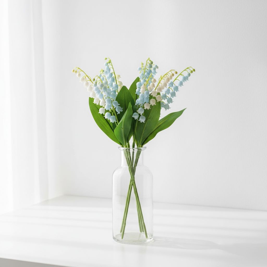 Artificial Lily Of The Valley Flowers 8 Stem Bunch Faux White Floral Bouquet Rea