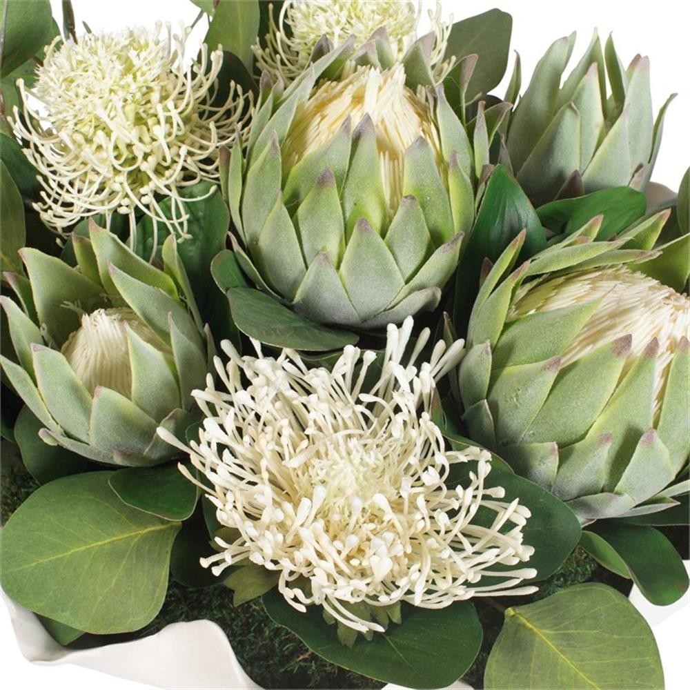 Pemberly Row Lifelike Succulent Centerpiece Arrangement with White Bowl
