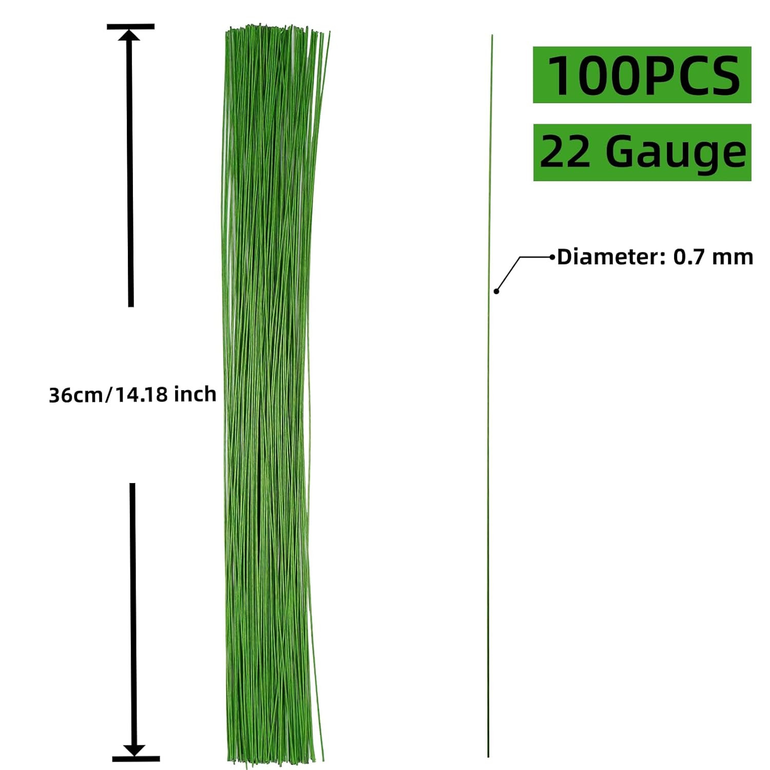 22 Gauge Floral Wire Stems for Flower Florist Floral,100Pcs Green | Stem Wire fo