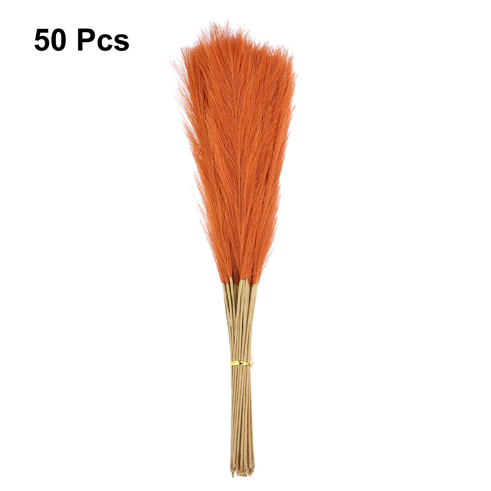 50 Pcs Faux Pampas Grass, 22 Inch Fluffy Pampas Grass Decor, Orange
