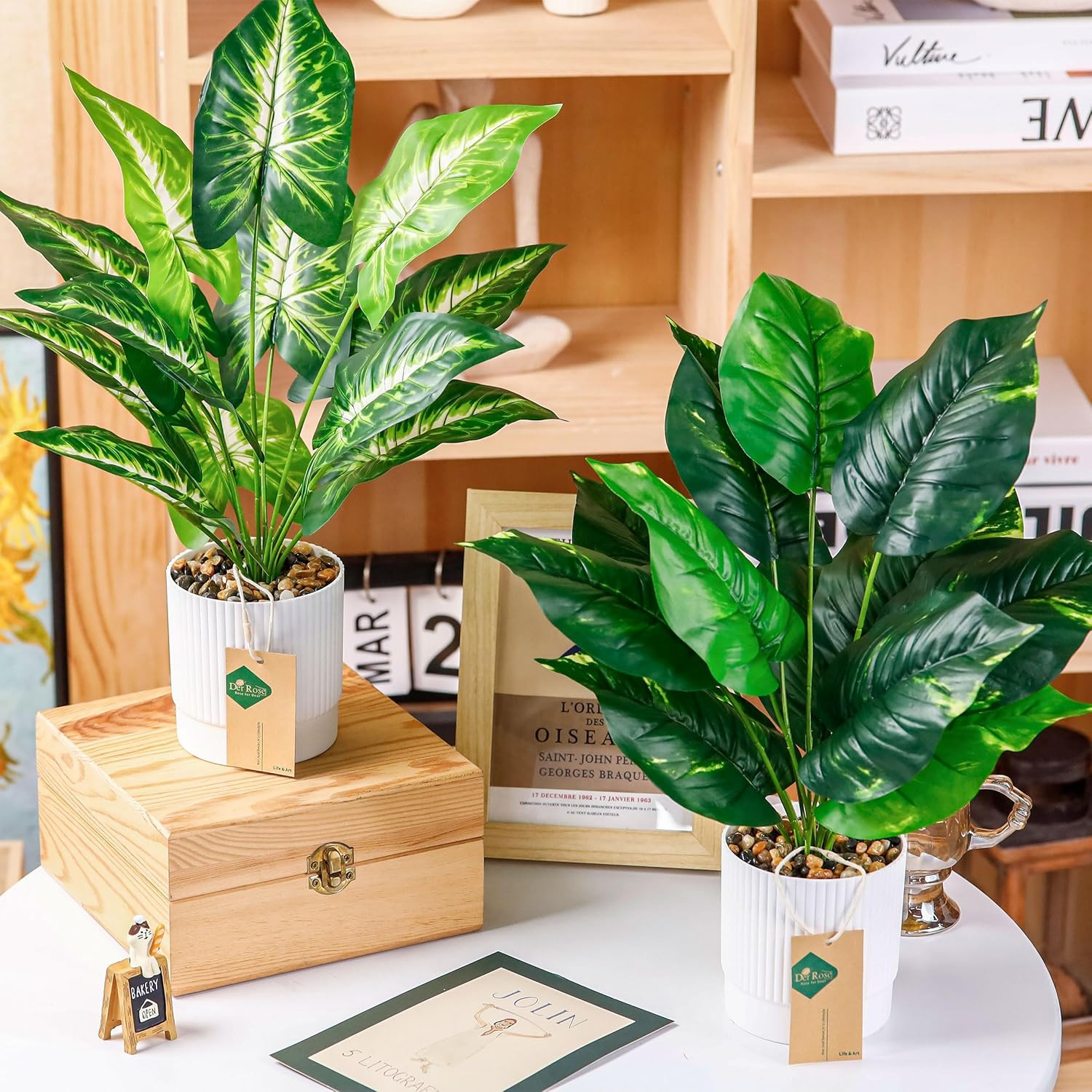 2 Pack 16″ Fake Plants Artificial Tropical Plants Indoor Faux Greenery for Home
